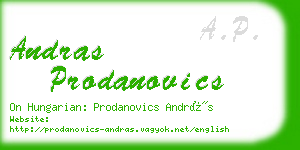 andras prodanovics business card